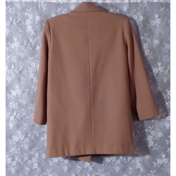 Vintage 80s Jacket 1980s Womens Beige Wool Tailored Spring Peacoat Size Medium - Picture 2 of 5